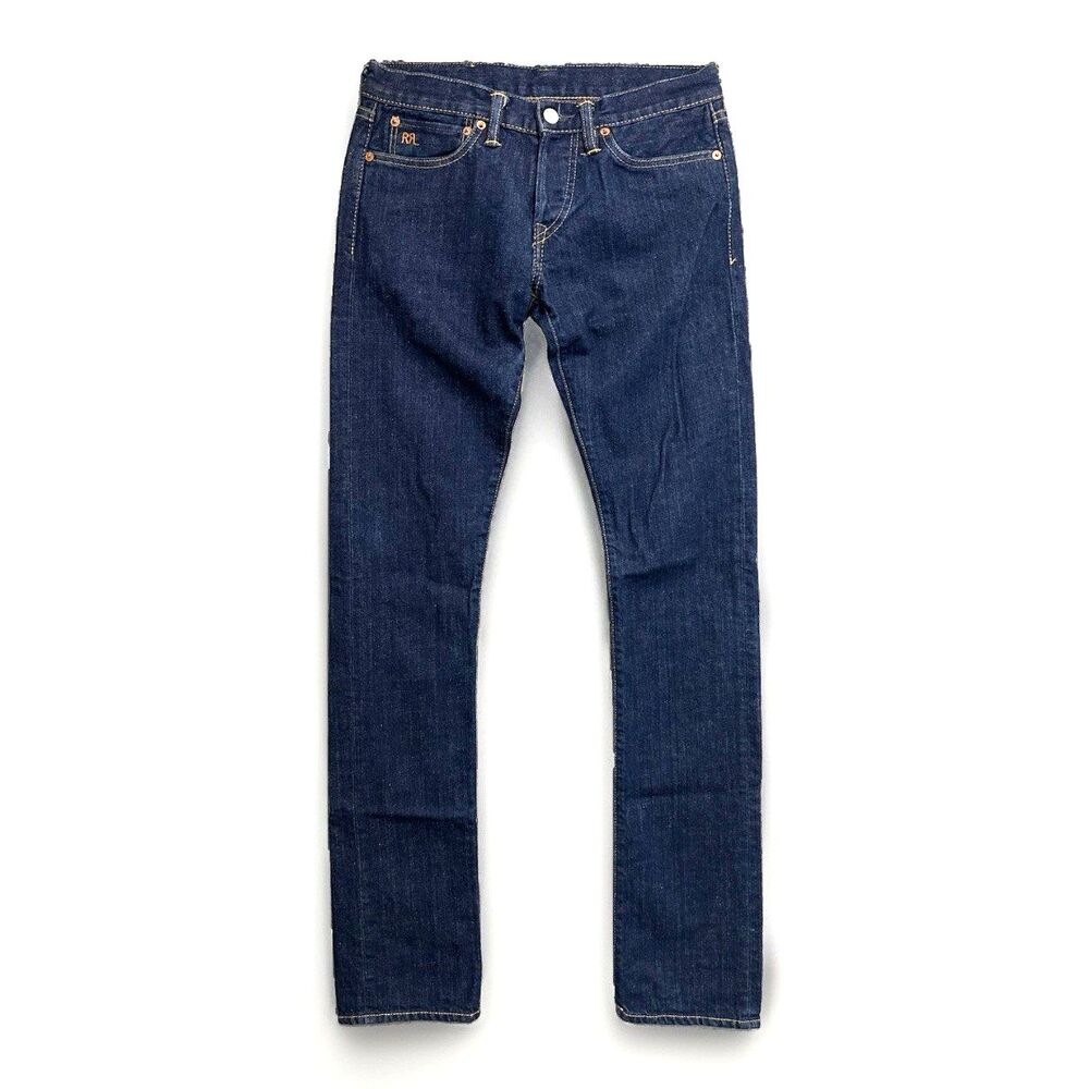 RRL Ralph Lauren Slim Fit Dark Wash Blue Denim Jeans 27 x 34 Women's
